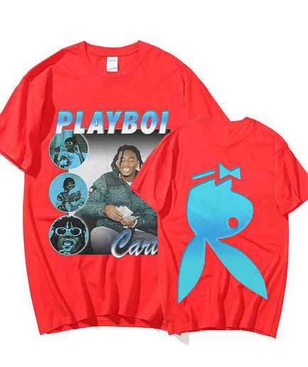 Cool Cash Carti Playboi Graphics Print T-shirt red