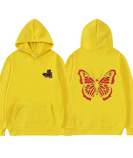Hip Hop Playboi Carti Red Butterfly Hoodie yellow
