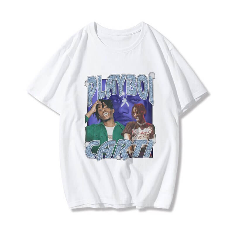 Playboi Carti Self Titled Graphic Gothic Style Shirt white