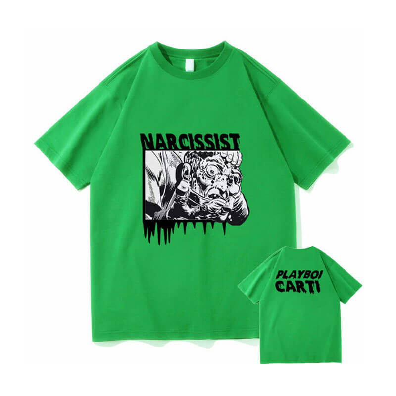 Short Sleeve Playboi Carti Narcissist Shirt green